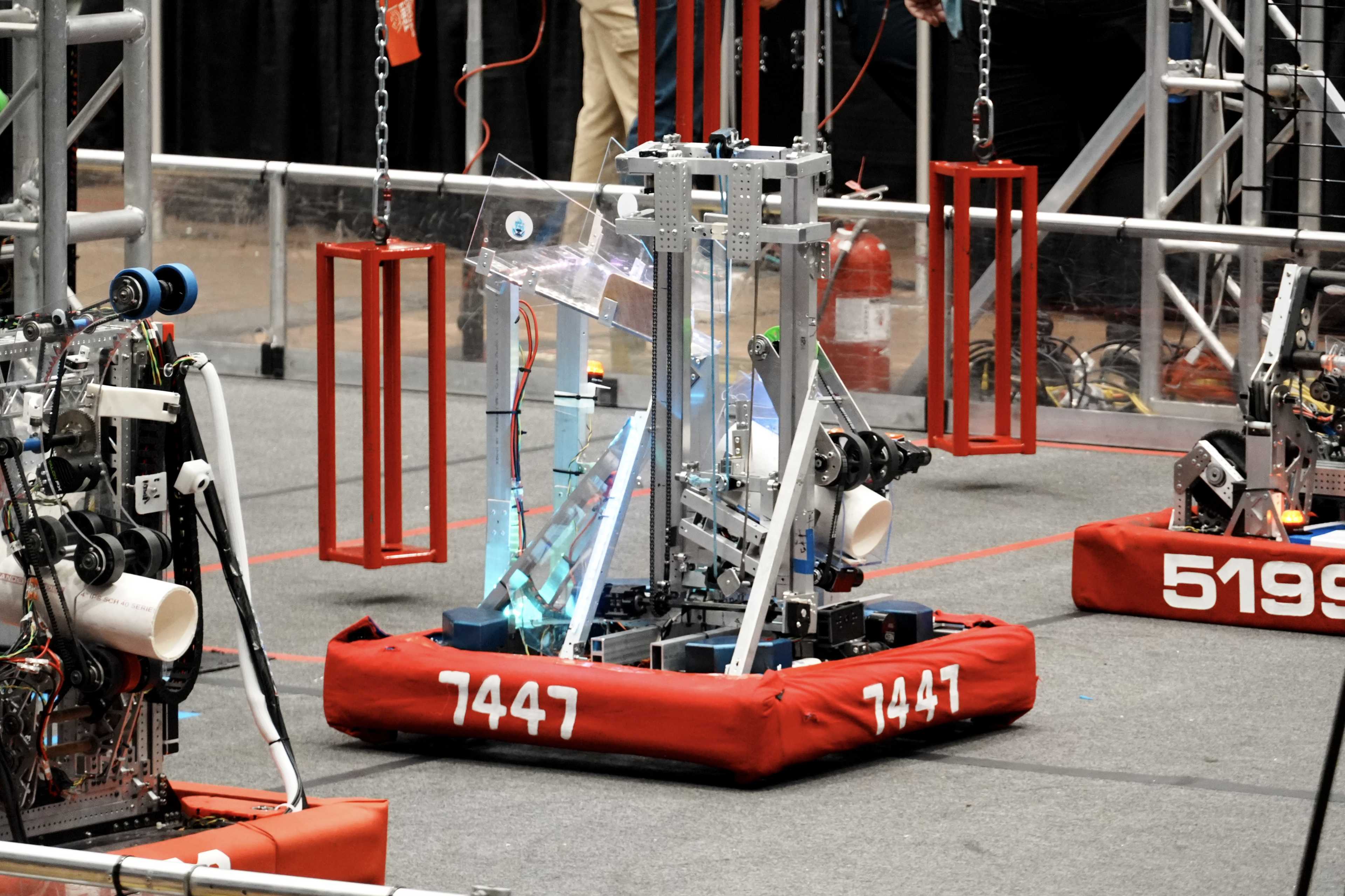 Photo of the robot competing on the field.
